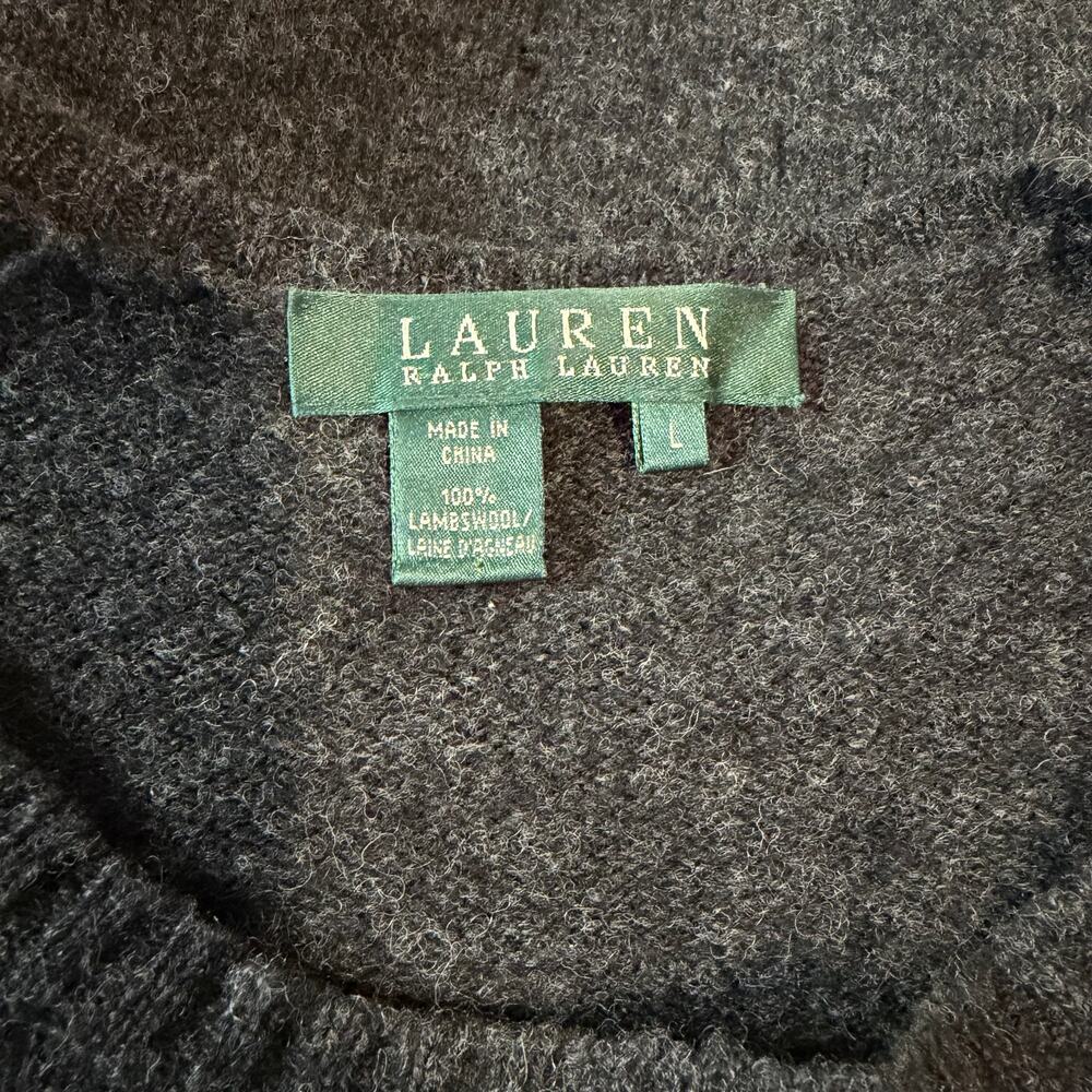Ralph Lauren Coat of Arms Sweater Lion Horse Wool Crew Neck Button Shoulder - Picture 9 of 9